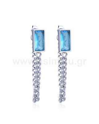 Σκουλαρίκι με γαλάζια πέτρα Stainless steel