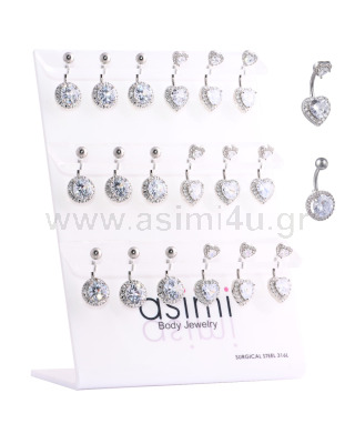 Belly Ring with CZ Surgical Steel 316L