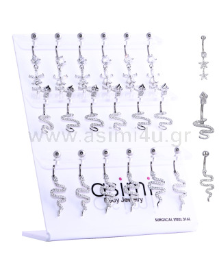 Belly Ring with CZ Surgical Steel 316L
