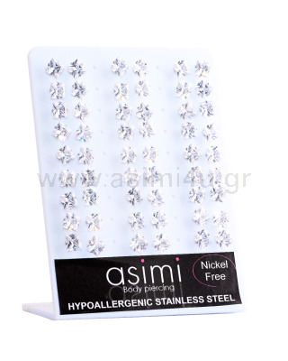 6mm Surgical Steel 316L Earring with CZ Square Stones