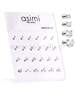 Surgical Steel 316L Heart Tragus with Zircon 3-4-5-6mm