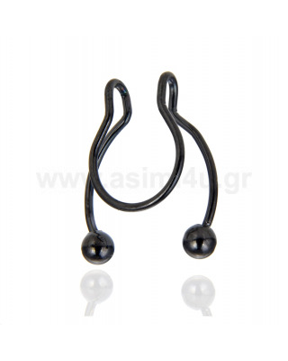 Black Fake Septum horseshoe ring 316L Surgical Steel