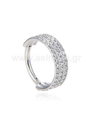 Hinged segment ring 1.2mm with triple line of Zircon Surgical Steel 316L