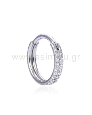 Double Line Hinged segment ring 10mm with Zircon Surgical Steel 316L