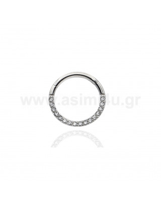 Hinged segment ring Septum 1.2x8/10mm with Zircon Surgical Steel 316L