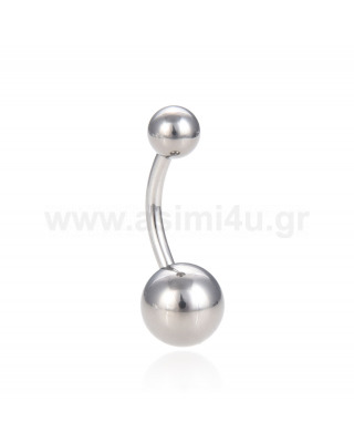Double headed ball G23 Titanium belly button ring 1.6x10x8/5mm