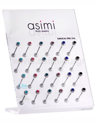 1.2mm Barbell With Mix Color Crystal Surgical Steel 316L